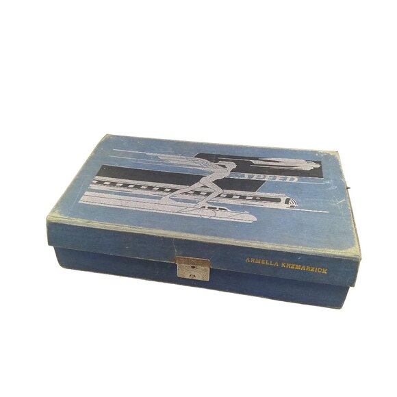 Antique Leatherette Speed Student Art Box with Artist Supplies, Armella Krzmarzi